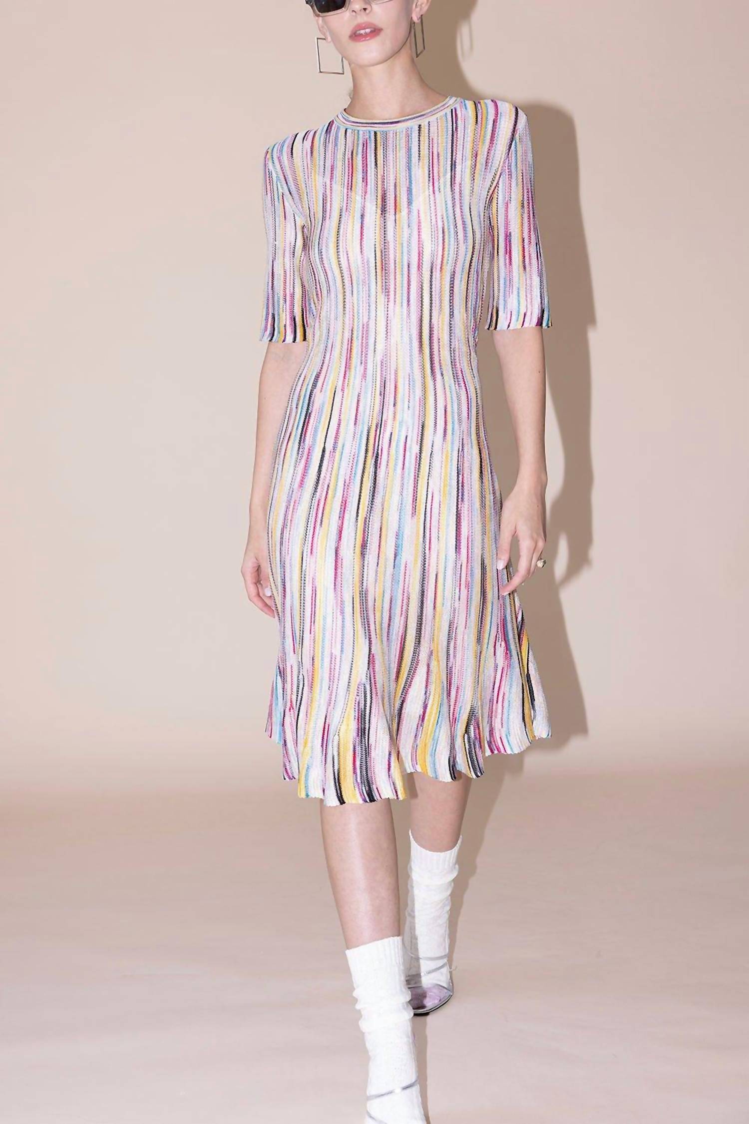 Missoni - Striped Crewneck Knitted Dress