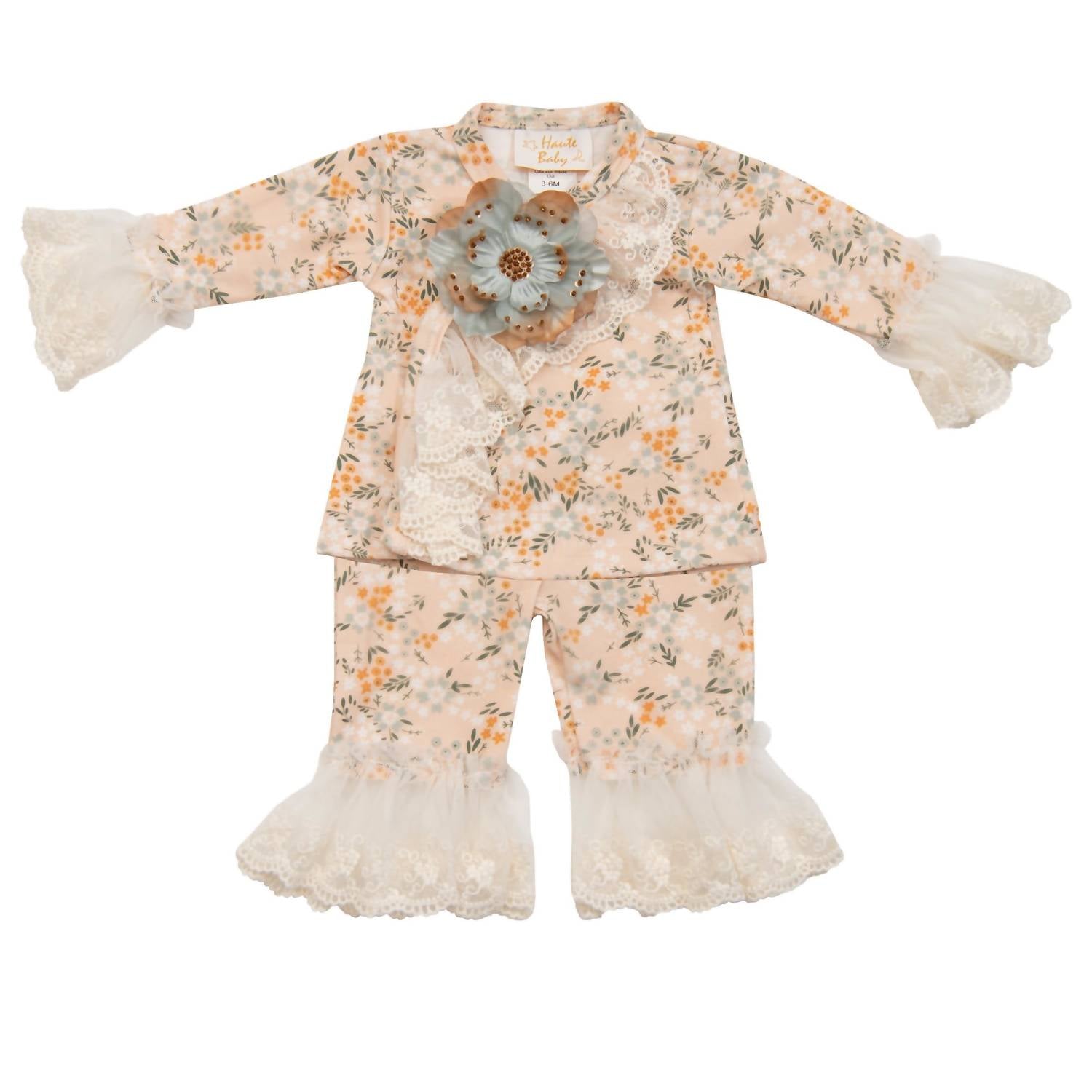 Haute Baby - Baby Girls Ava's Garden Kimono Style 2pc Set