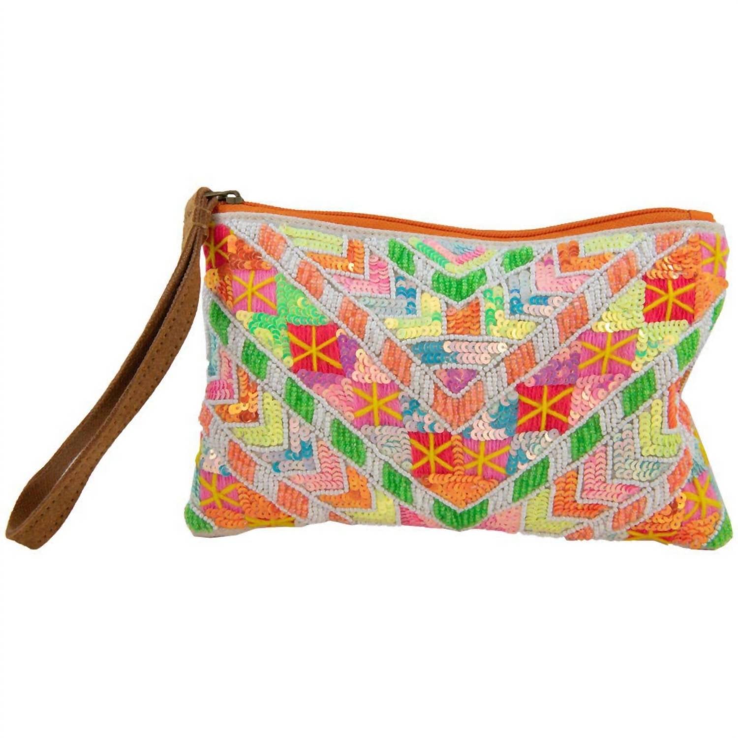 Katydid - Women's Chevron Arrows Sequin & Beaded Wristlet Wallet