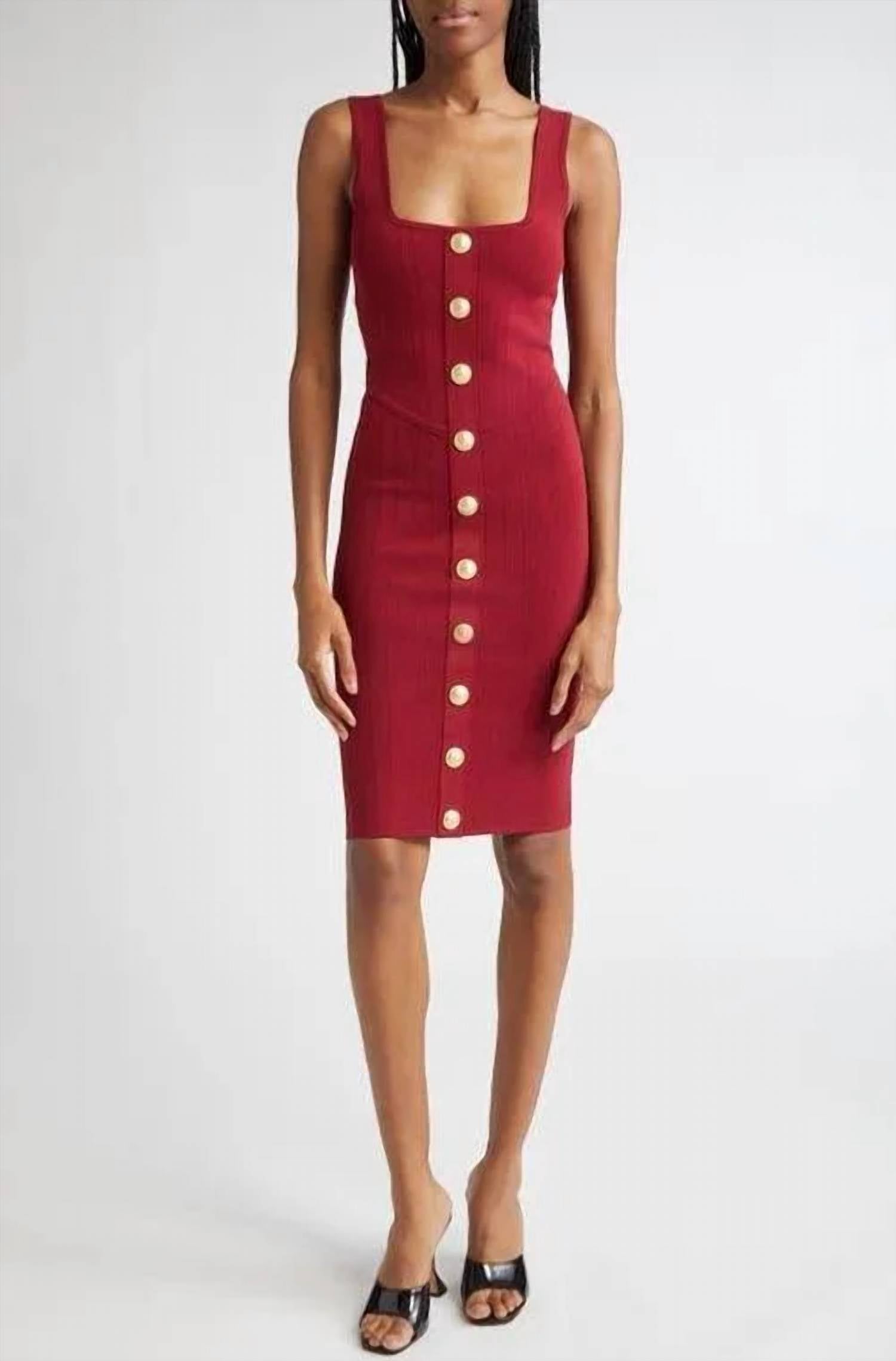 L'Agence Square Neck Knit Dress in merlot - women's dress