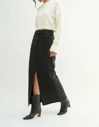 Just Black Denim - Dani Classic Stretch Denim Midi Skirt