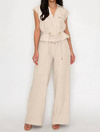 Her Bottari - Utility Zip-front Top & Wide-leg Pants Set