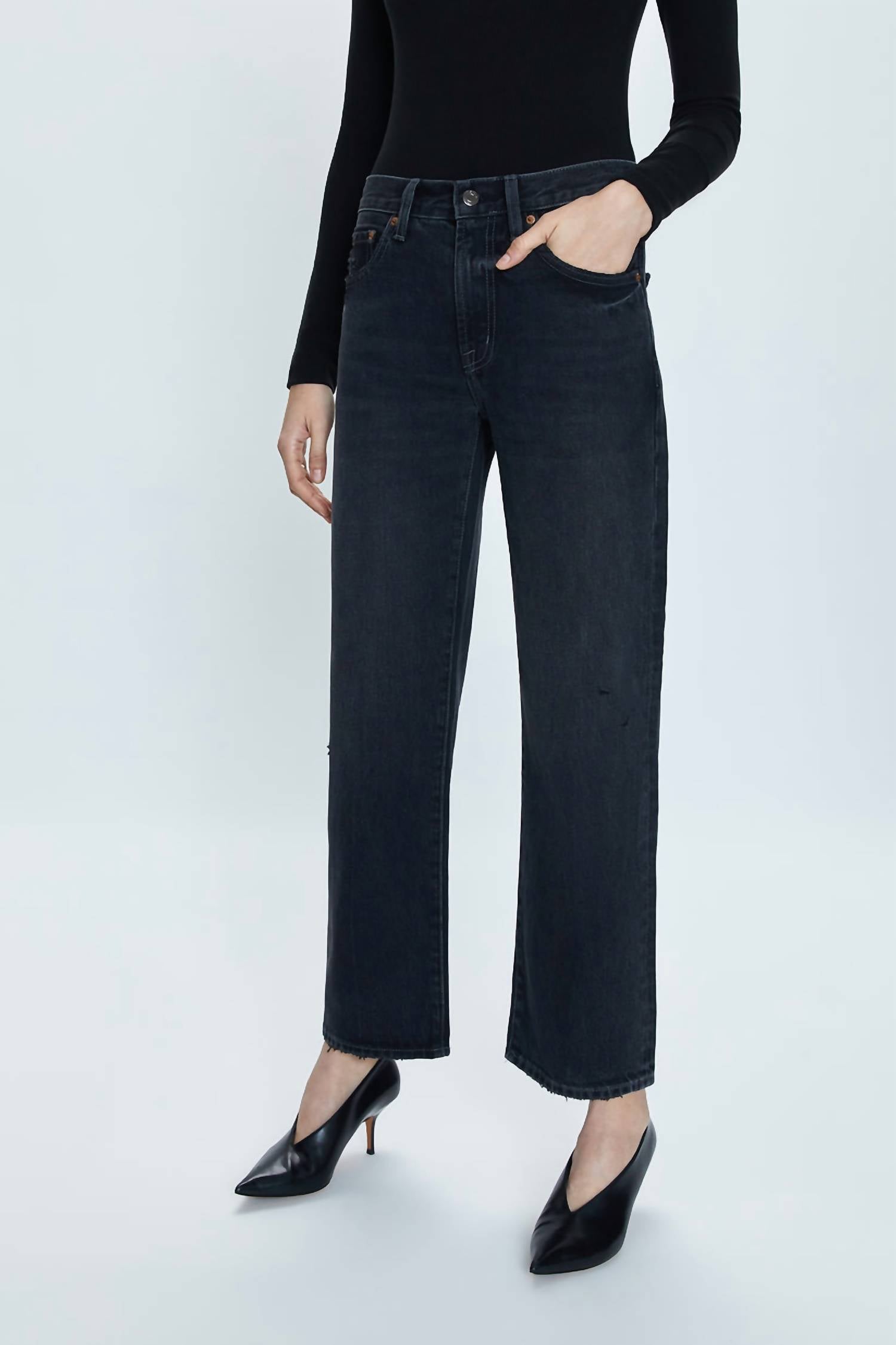 Pistola - Lexi Mid Rise Bowed Straight Leg Jeans