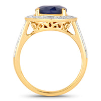Diana M Jewels Women's Oval Natural Sapphire Fashion Ring (4.74 Ct) - Statement in 14k yellow gold - women's jewelry - detail view