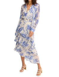 ALLISON NEW YORK Ella Midi Skirt in blue floral - women's skirt - detail view