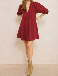 Entro - V Neck Baby Doll Dress