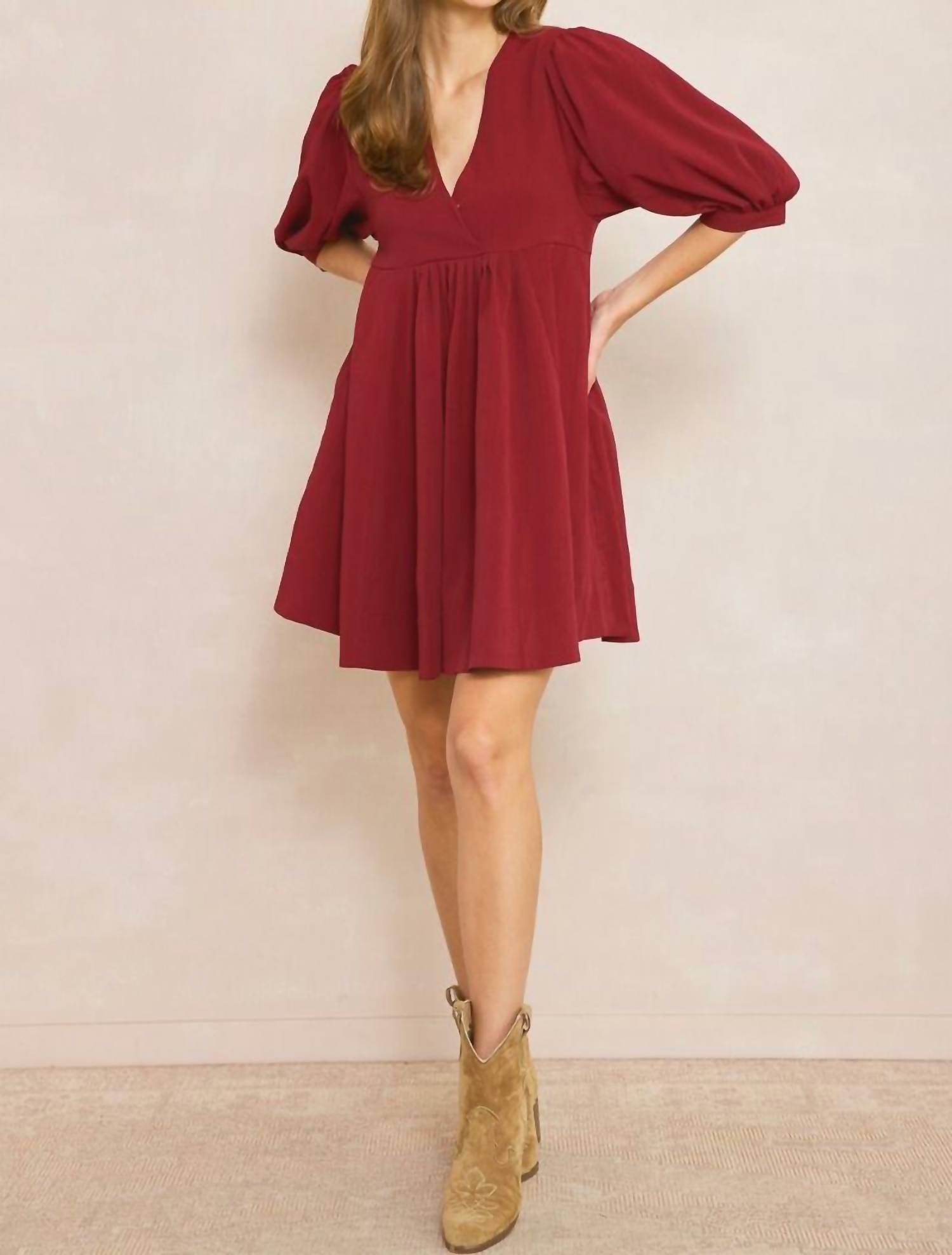 Entro - V Neck Baby Doll Dress