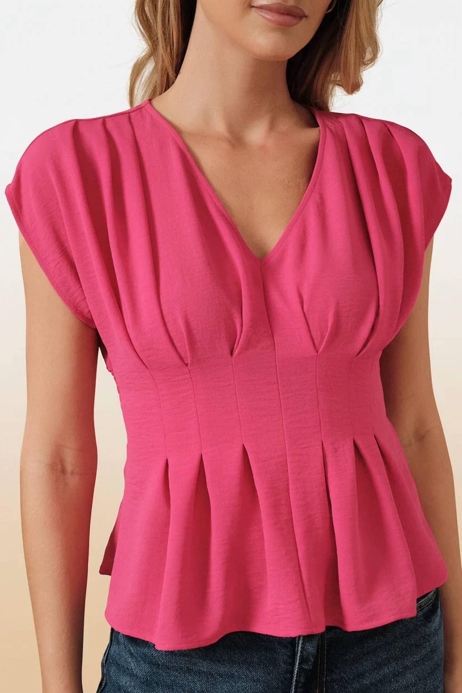 Sunday Edition - Kali Front Pleat Cap Sleeve Top