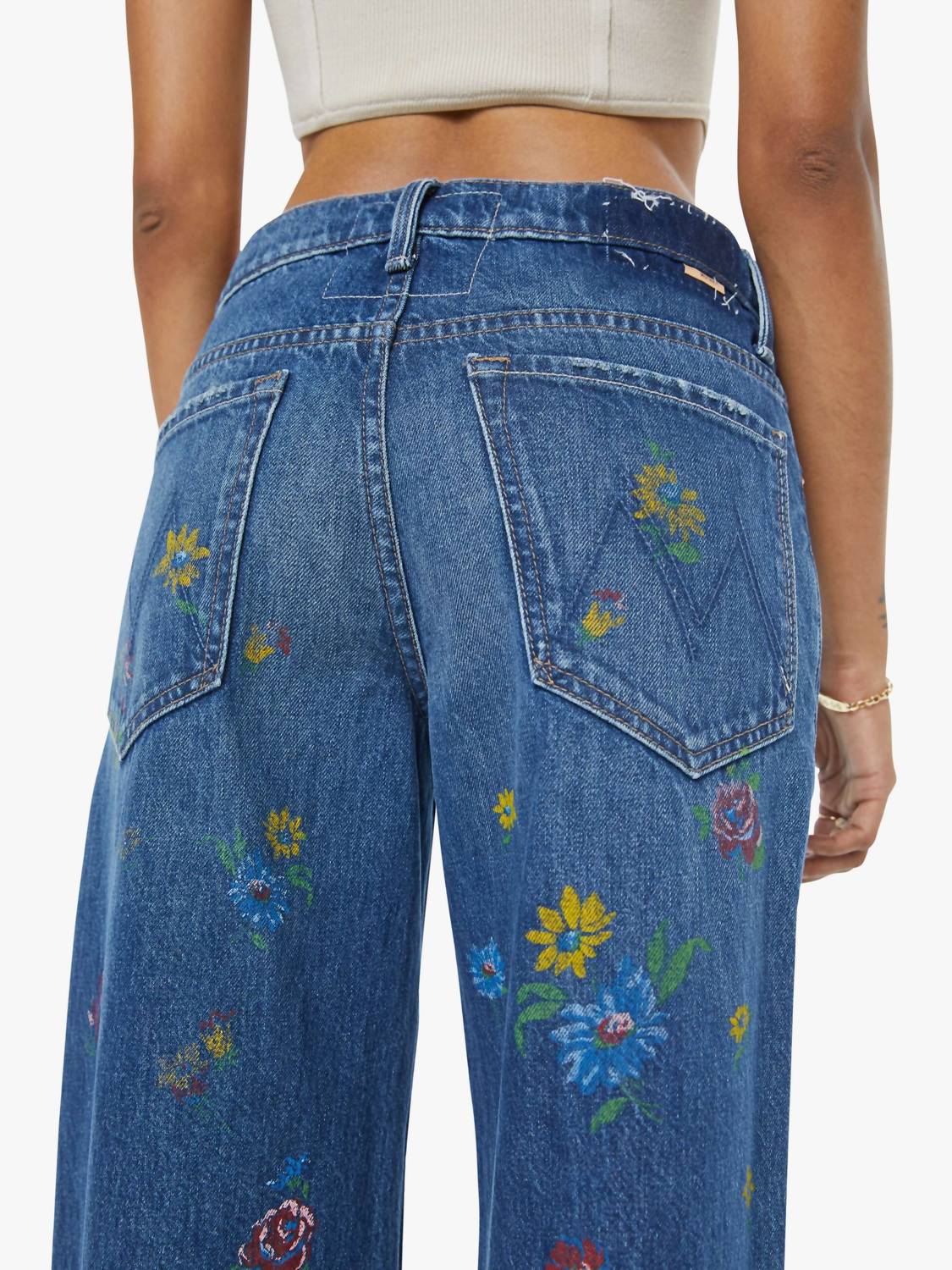 Mother Lil Rerun Zip Sneak Jeans in field of flowers - women's jeans - view 5