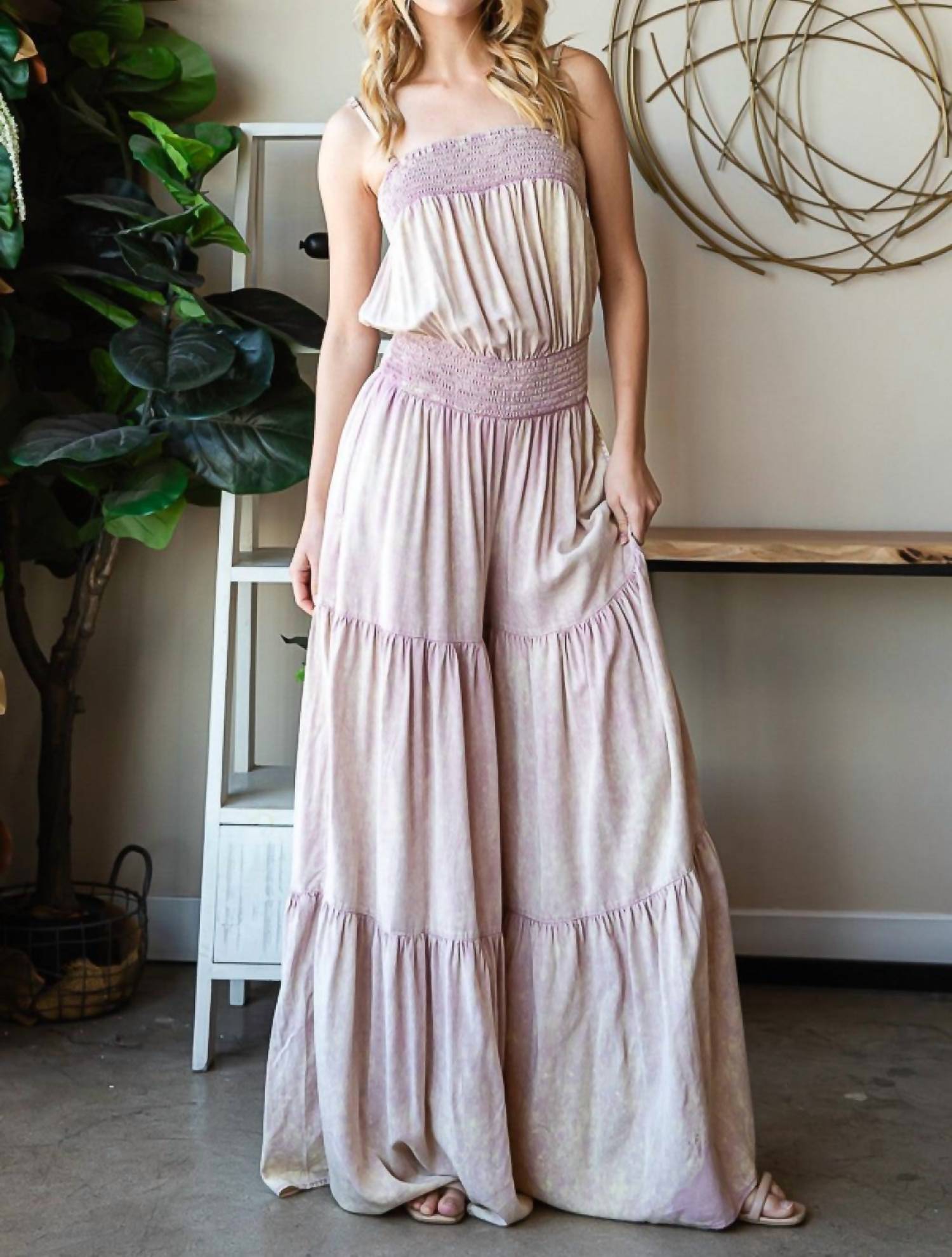 Oli & Hali - Mineral Washed Ruffled Wide Fit Jumpsuit