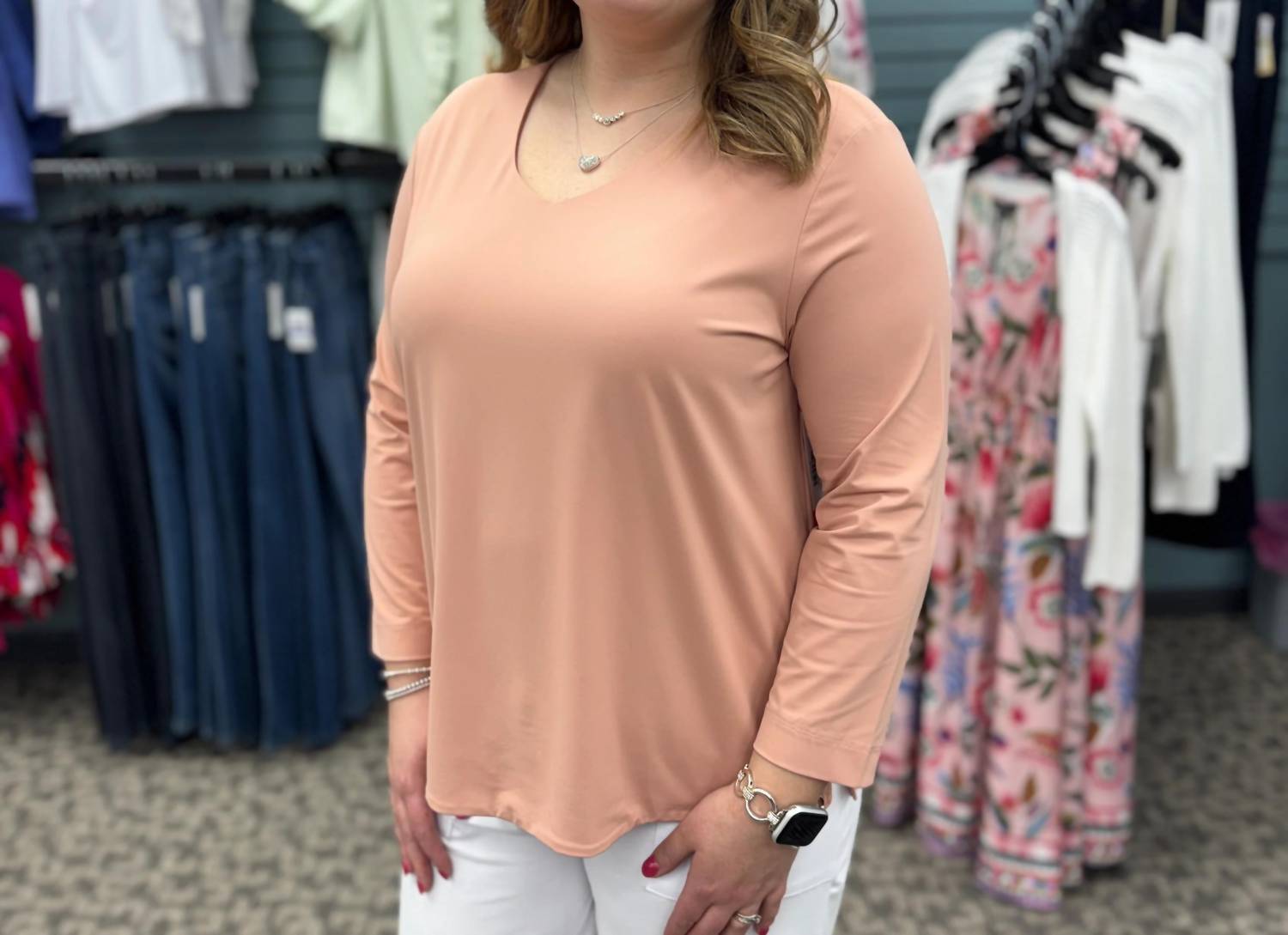 Multiples - 3/4 Sleeve V-neck Top