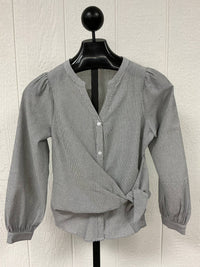 ALLIE ROSE Side Wrap Blouse in black white - women's blouse - view 4
