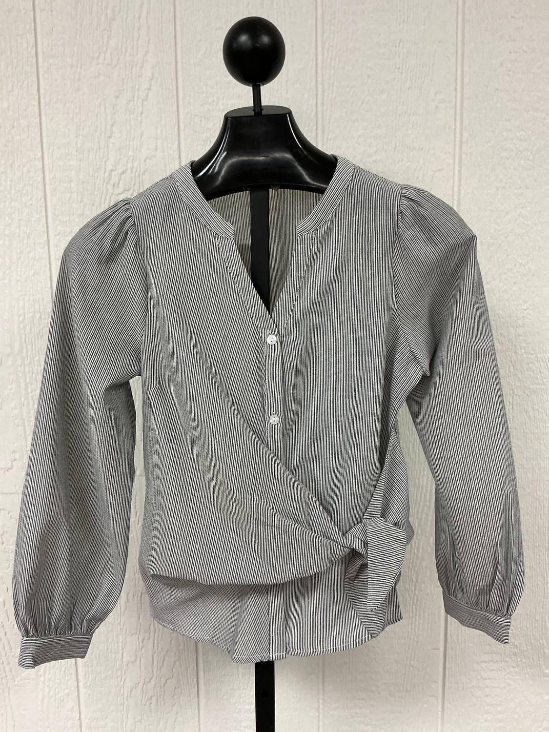 ALLIE ROSE Side Wrap Blouse in black white - women's blouse - view 4