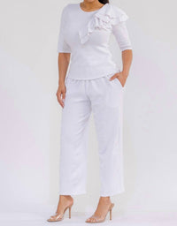 Karen T Design Pull-on Wide Leg Pants in white - women's pants