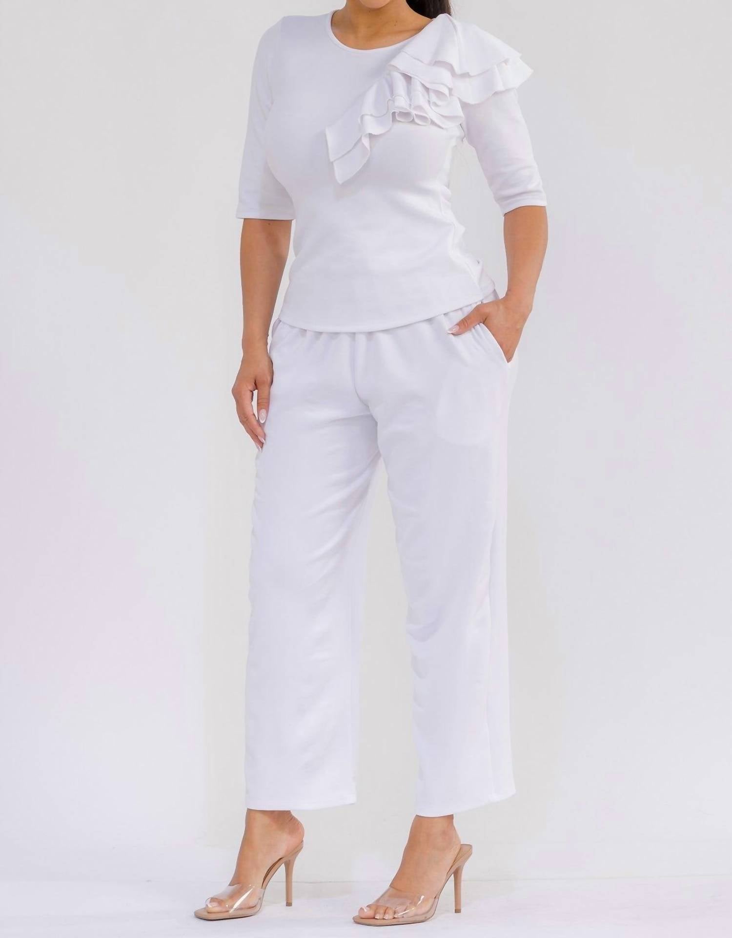 Karen T Design Pull-on Wide Leg Pants in white - women's pants