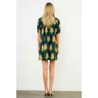 THML Floral Print V-neck Striped Detail Dress in green - women's dress - view 5