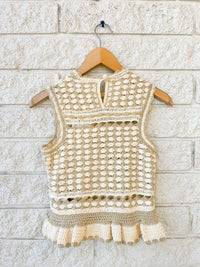 Zimmermann Wanderlust Crochet Sleeveless Tank Top in metallic gold cream - women's tank top - alternate view
