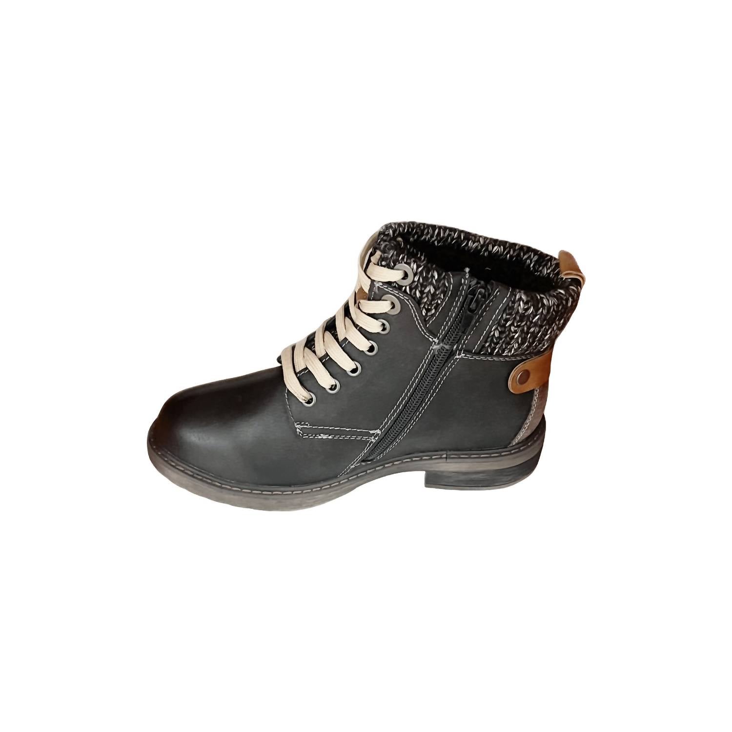 Extreme By Eddie Marc - Women's Knit Collar Lace Bootie With Zipper
