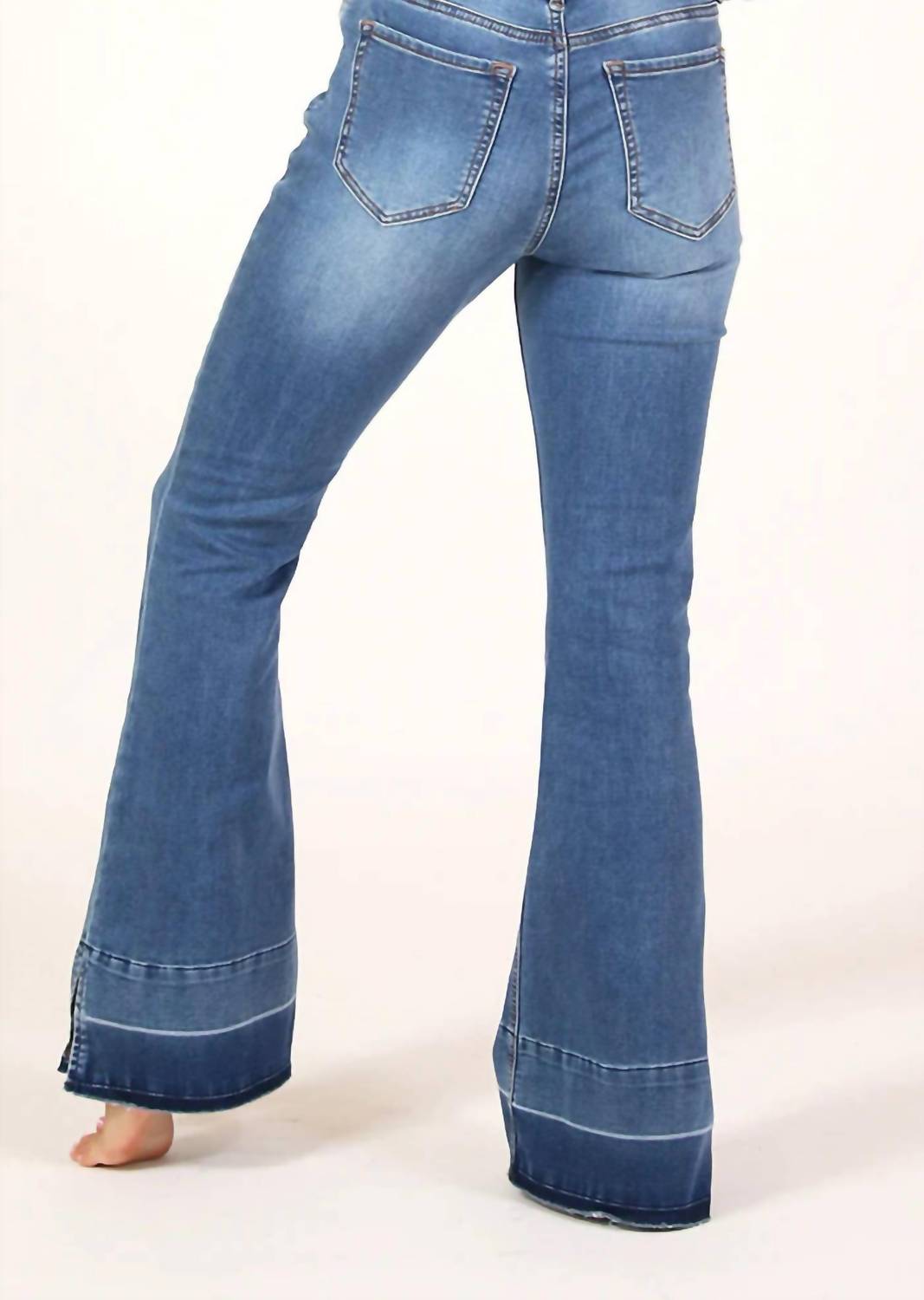 GRACE IN LA Easy Fit Mid-Rise Flare Jeans in la easy fit mid rise flare jeans in medium wash - women's jeans - alternate view