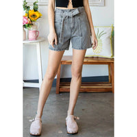 Veveret - Waist Belted Denim Shorts