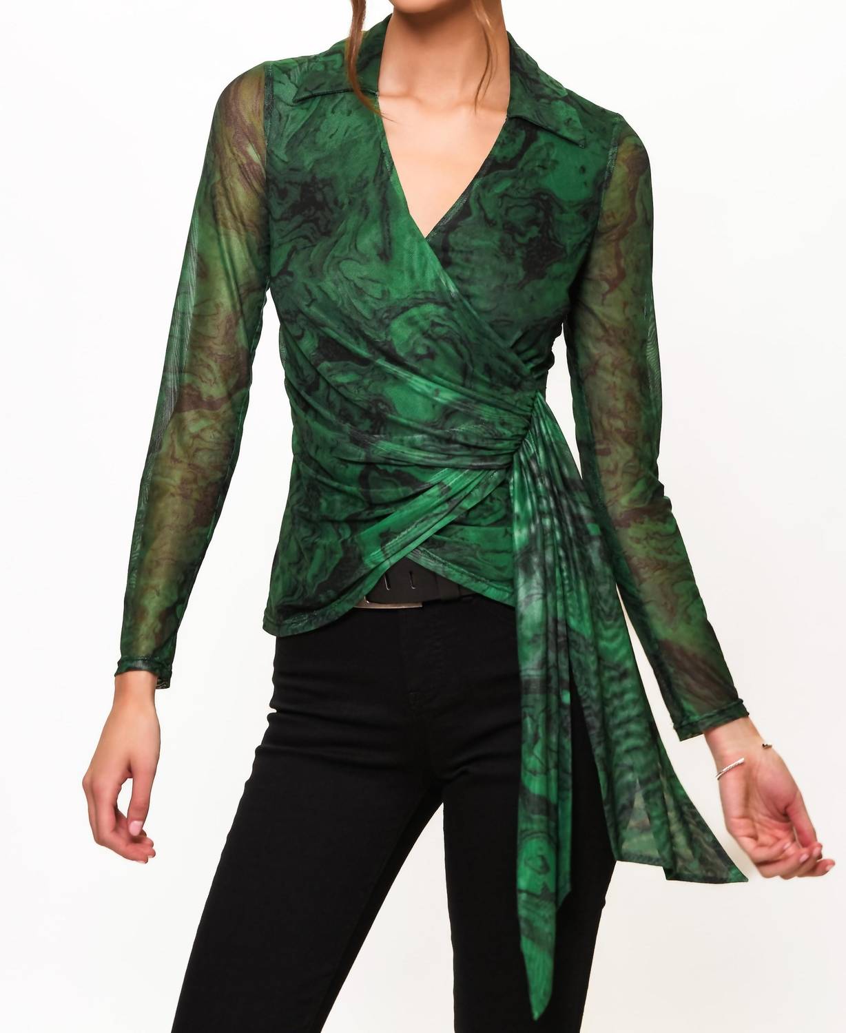 Hutch - Gale Wrap Marble Blouse