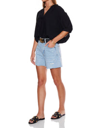 PINCH V-neck Tunic Top in black - women's blouse - view 4