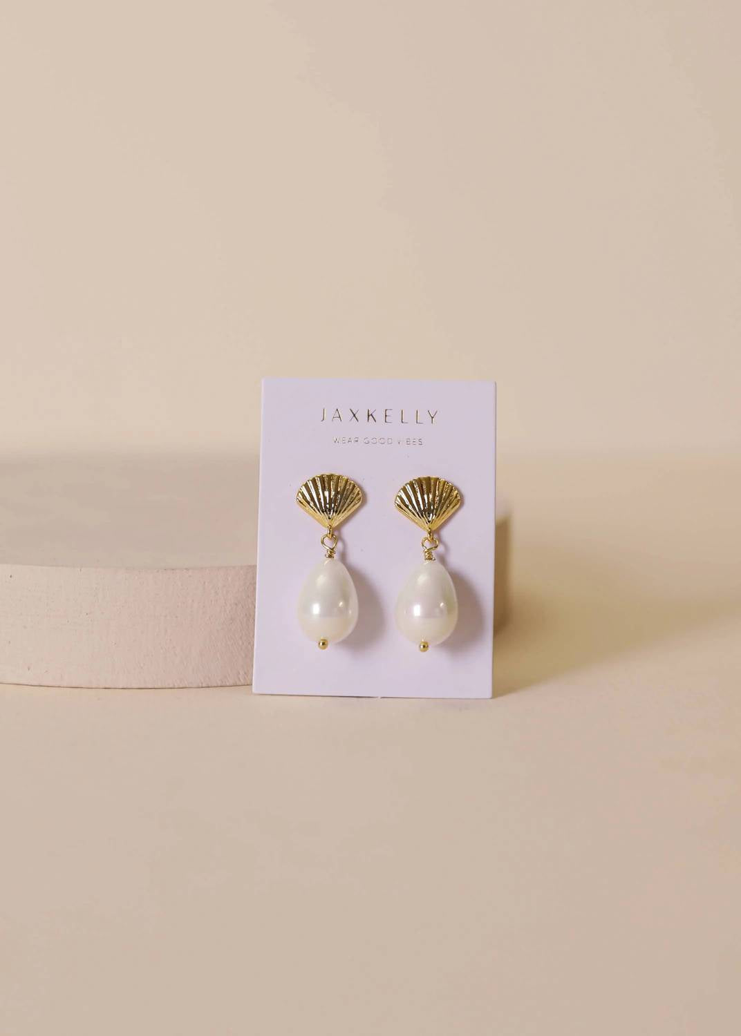 Jaxkelly - Women's Seashell Pearl Drop Earrings