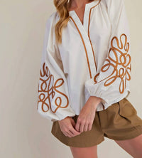 Glam - Women's Soutache Detail Top