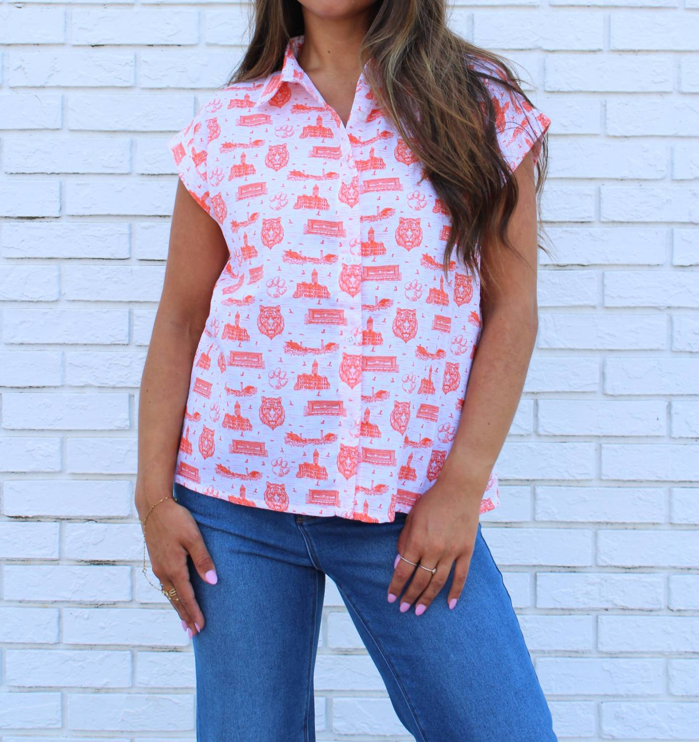 Stewart Simmons - Team Toile Short Sleeve Button Up Top