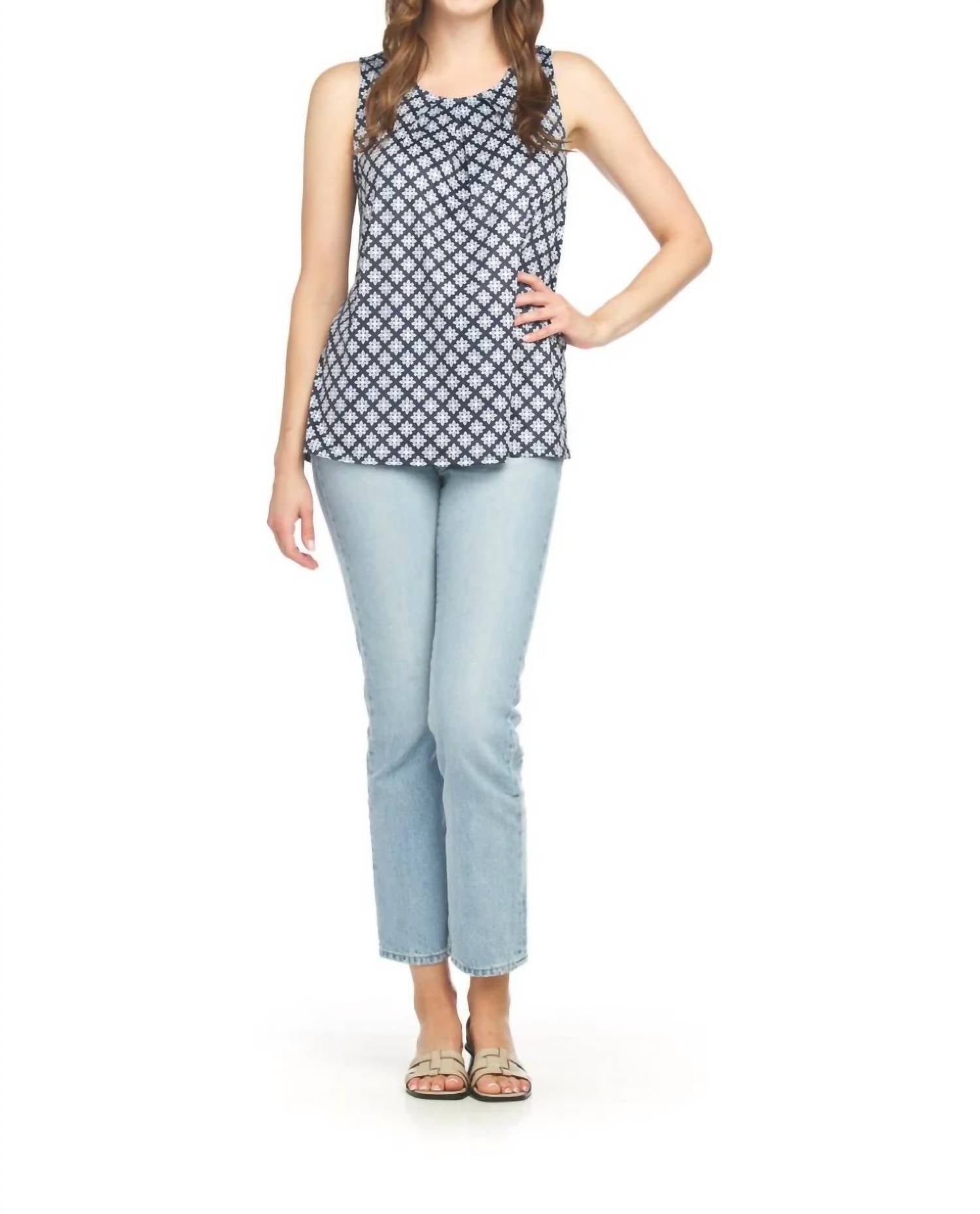 Papillon - Geo Printed Stretch Pleated Top