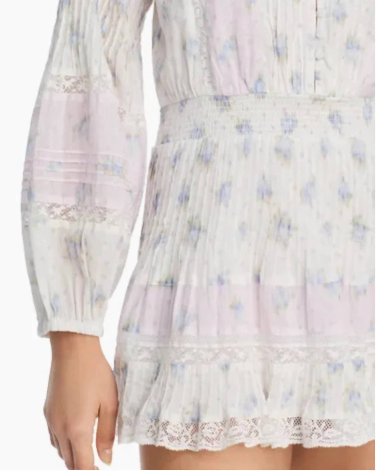 LoveShackFancy Winfrey Lace Mini Dress in lilac vanilla - women's dress - alternate view