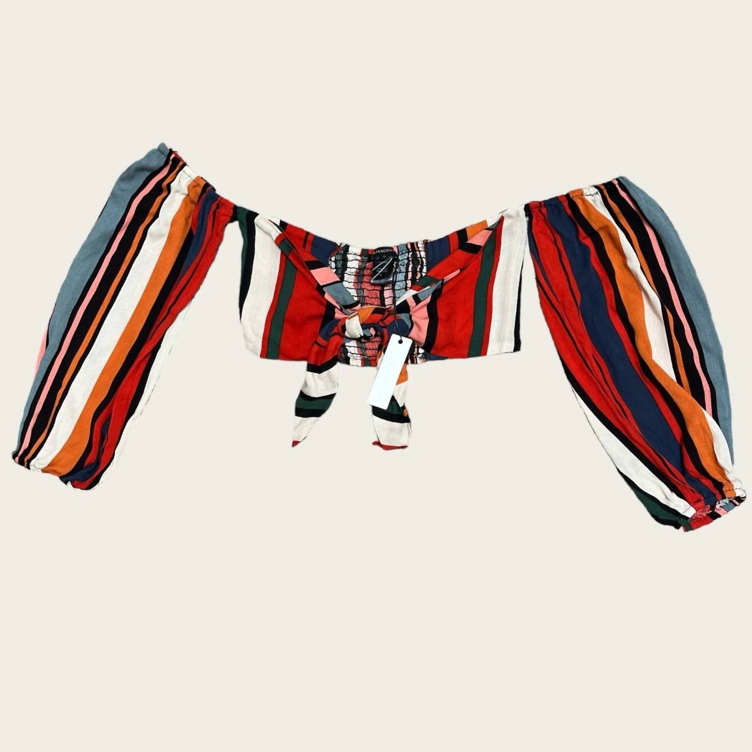 Olivaceous - Tie Front Off The Should Crop Top