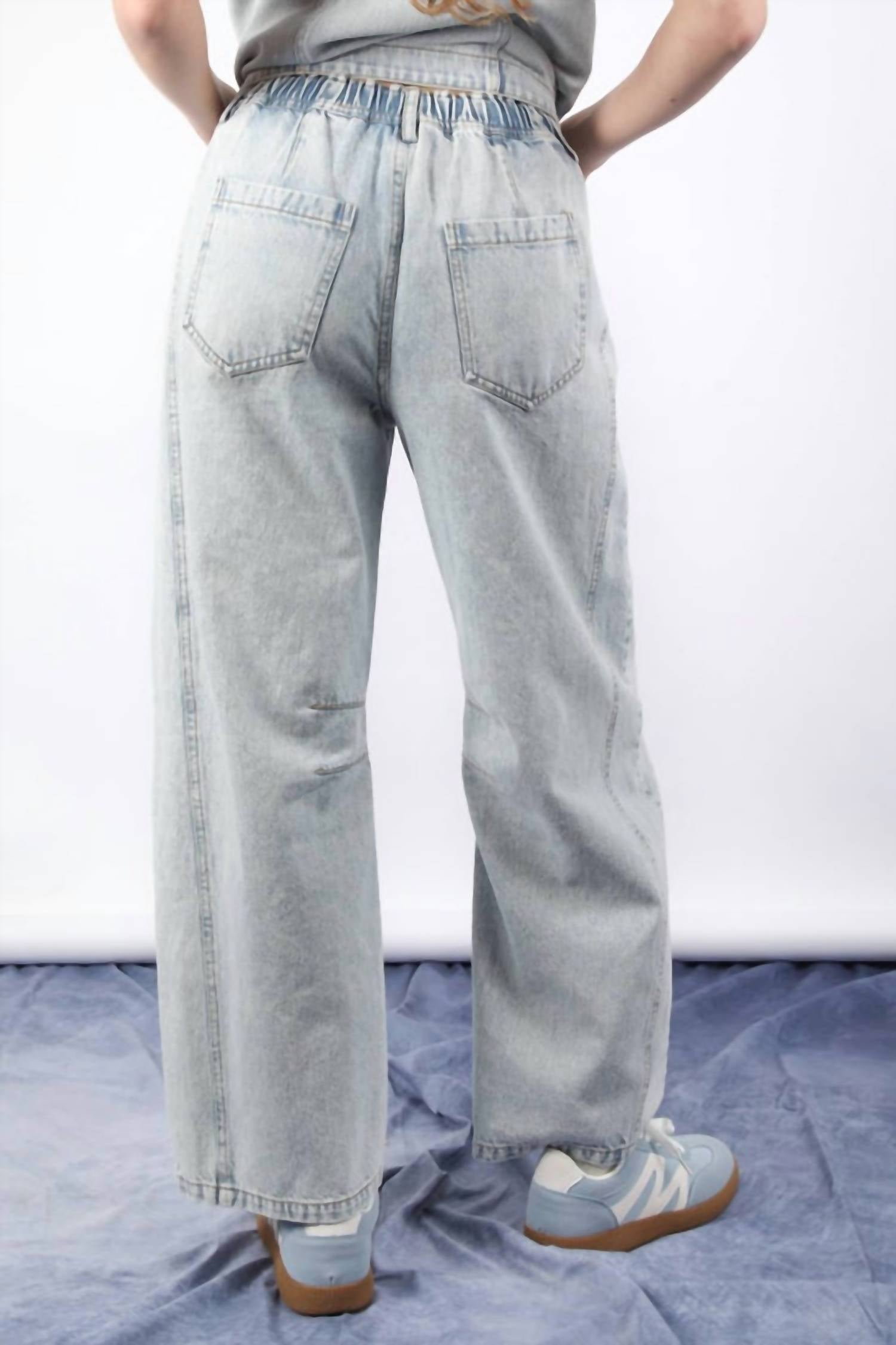 VERY J High-Waisted Barrel Jeans in light wash - women's jeans - alternate view