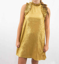 Tcec - Metallic Ruffle Neckline Mini Dress