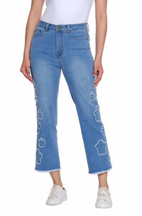 Multiples - Women's Zip Button Front 5 Pocket Crop Jean