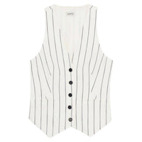 SIMKHAI Sabina Button-front Vest in midnight stripe - women's jacket - alternate view