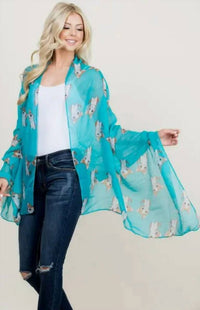 La Soul - Women's Cute Tabby Cat On Lightweight Boho Printed Scarf Wrap