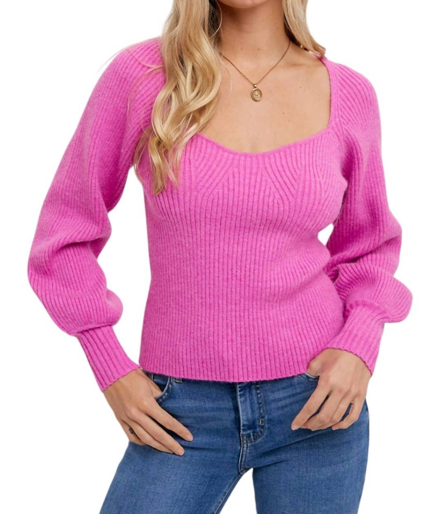 Bluivy - Sweetheart Neck Sweater