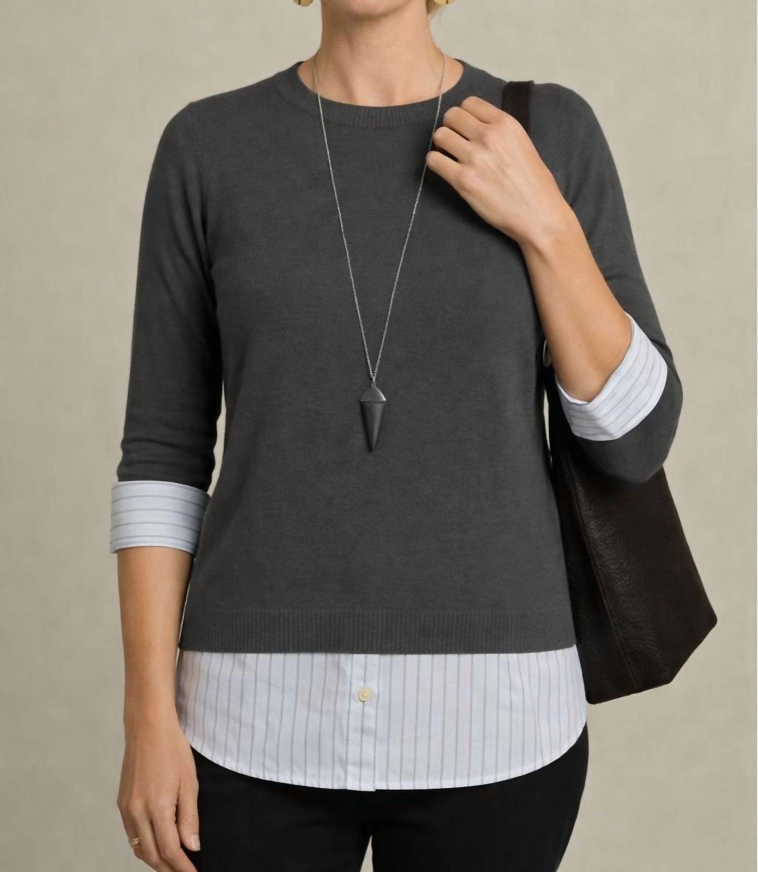 J'Envie/Eli Toulon Layered Sweater in putty - women's sweater