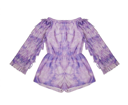 Mia - Girls Tie Dye Fringe Romper