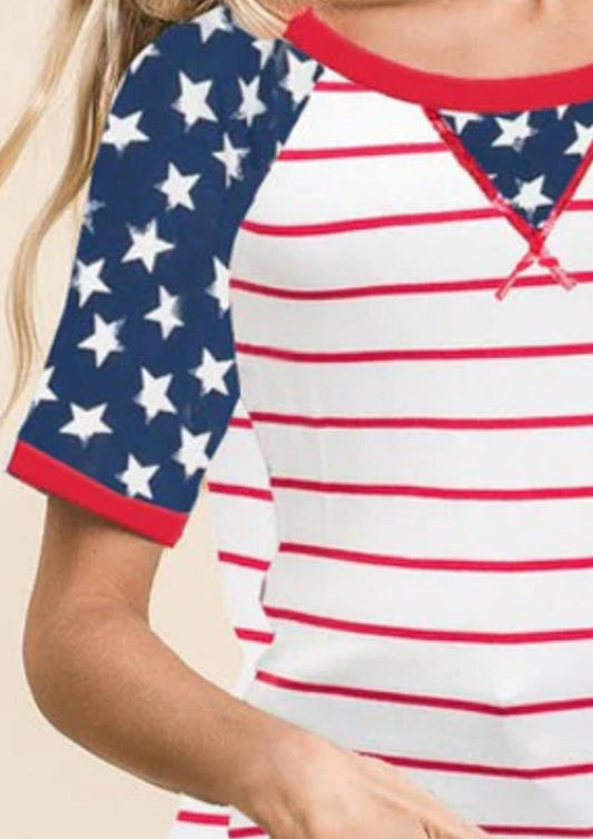 Bibi - Stripe Knit Star Print Tee