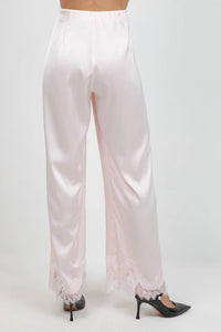 Whiteroom+Cactus - Satin Straight Leg Pants with Lace Hemming