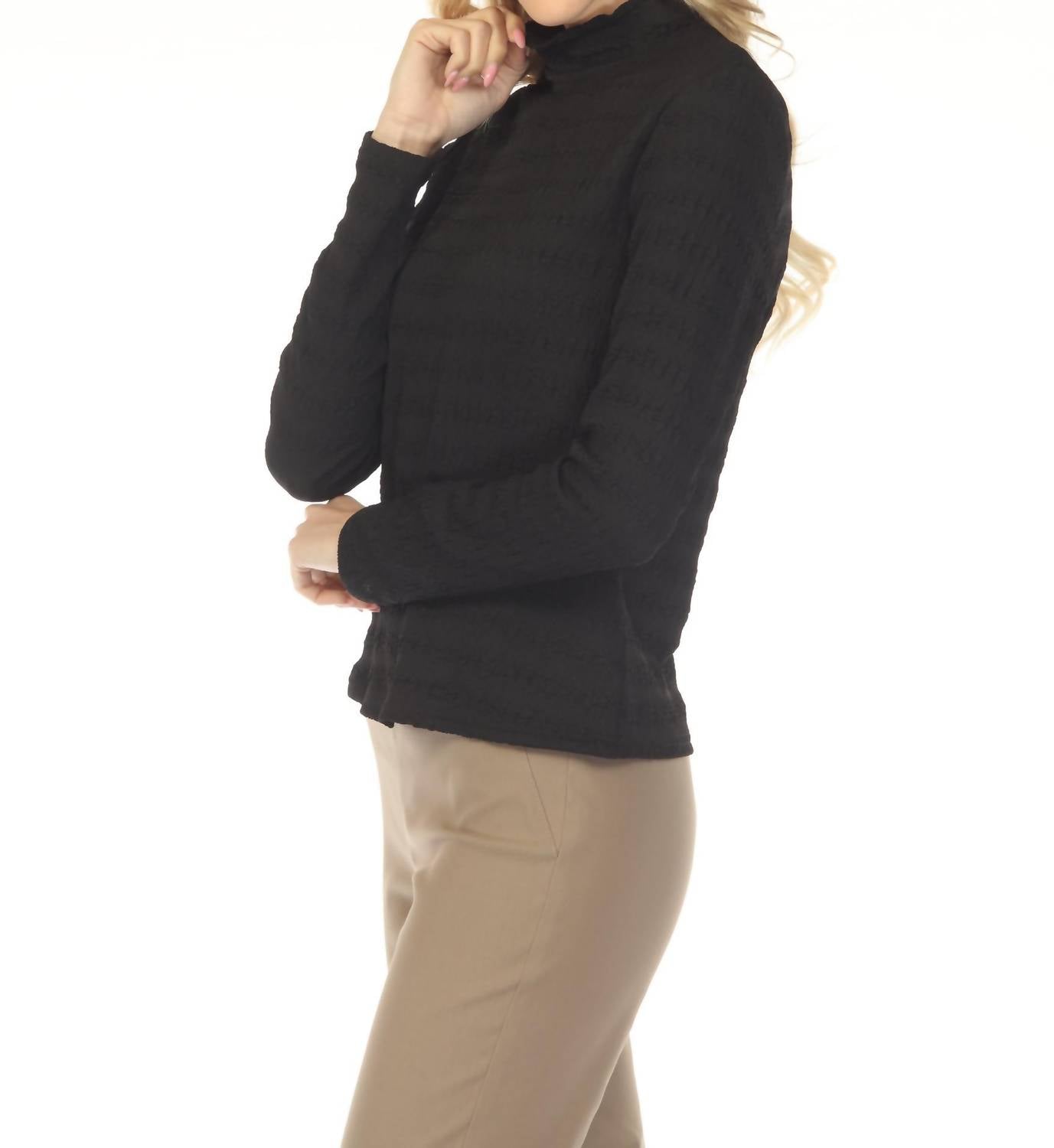 Joseph Ribkoff - Textured Knit Mockneck Fitted Top