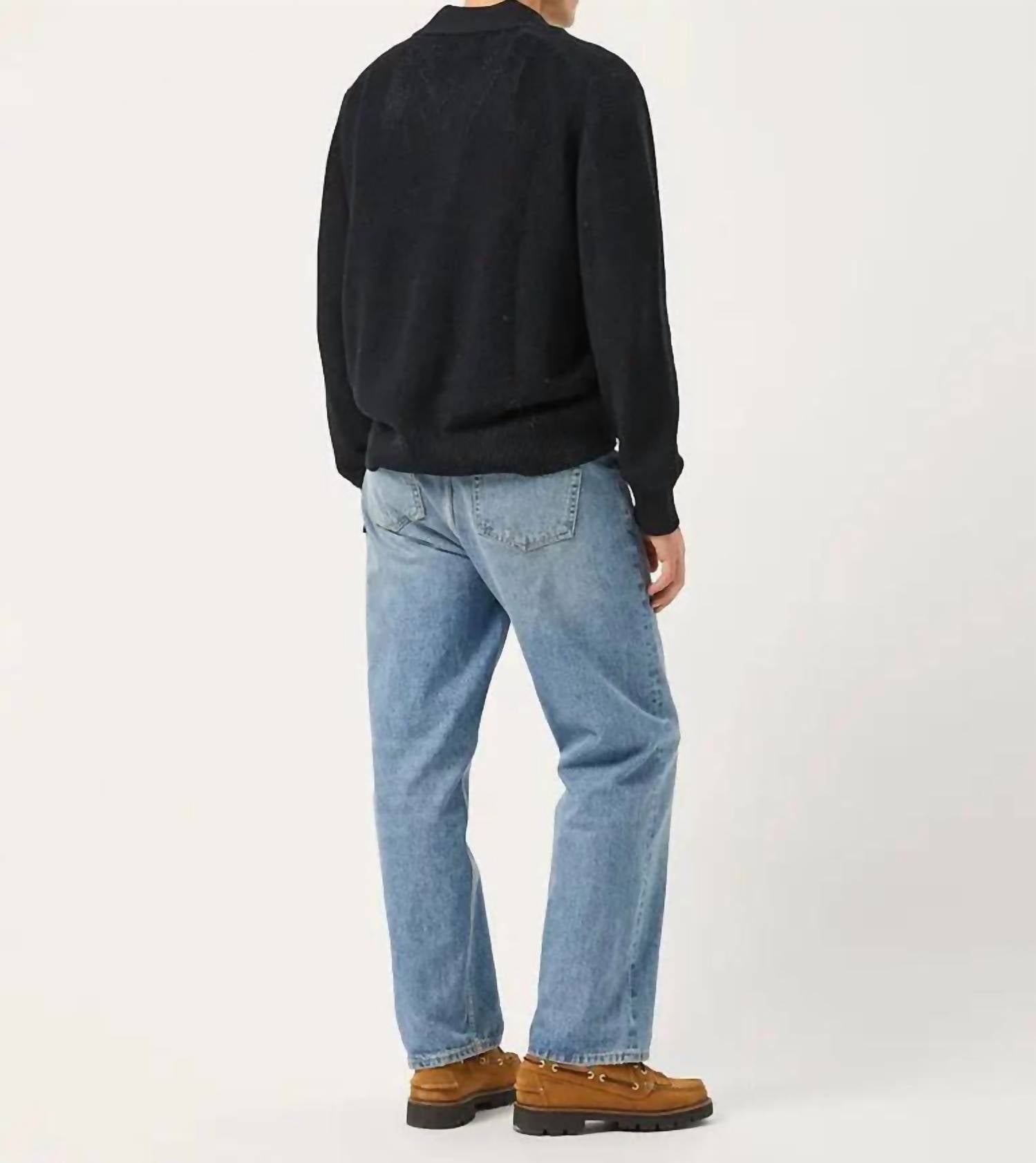 Corridor Slouchy Polo in black - men's shirt - detail view