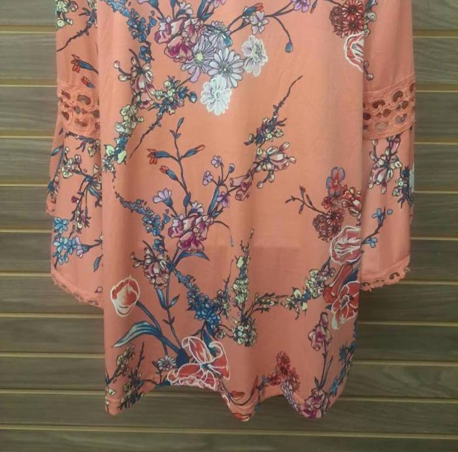 Stem & Vine - Women's Lace Insert Bell Sleeve Top