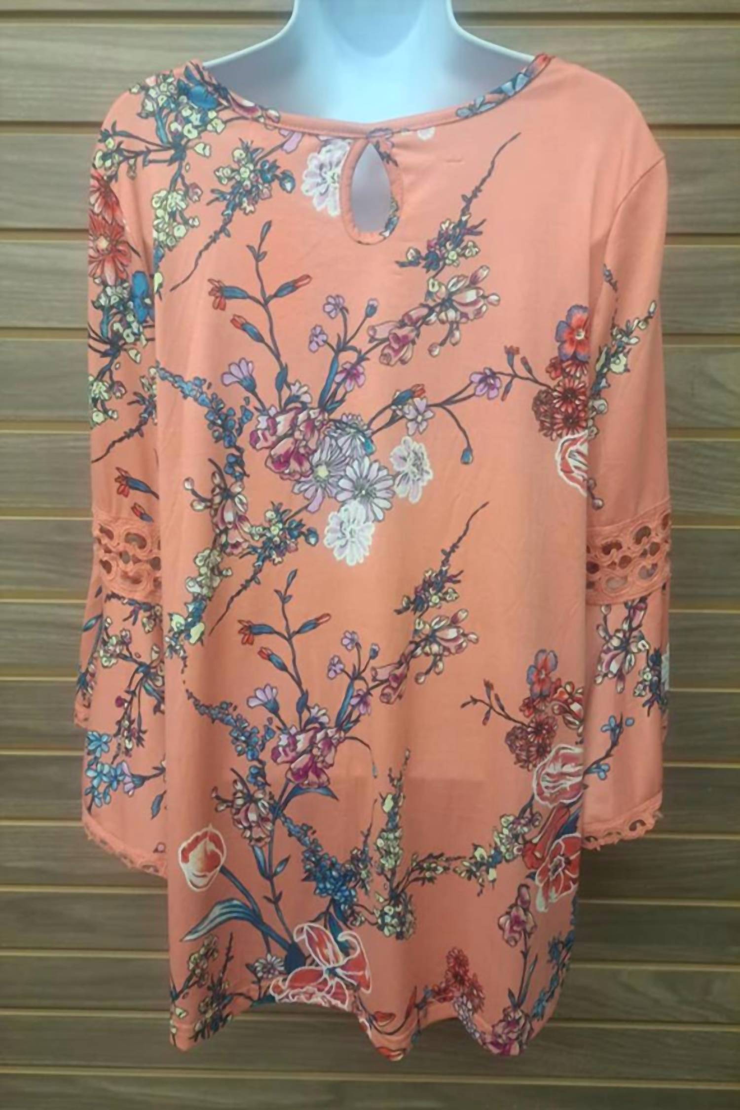 Stem & Vine - Women's Lace Insert Bell Sleeve Top