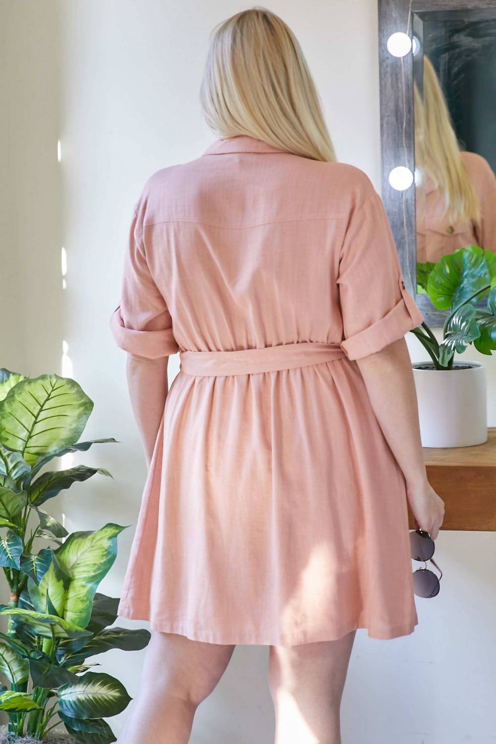Belted Shirt Plus Dress