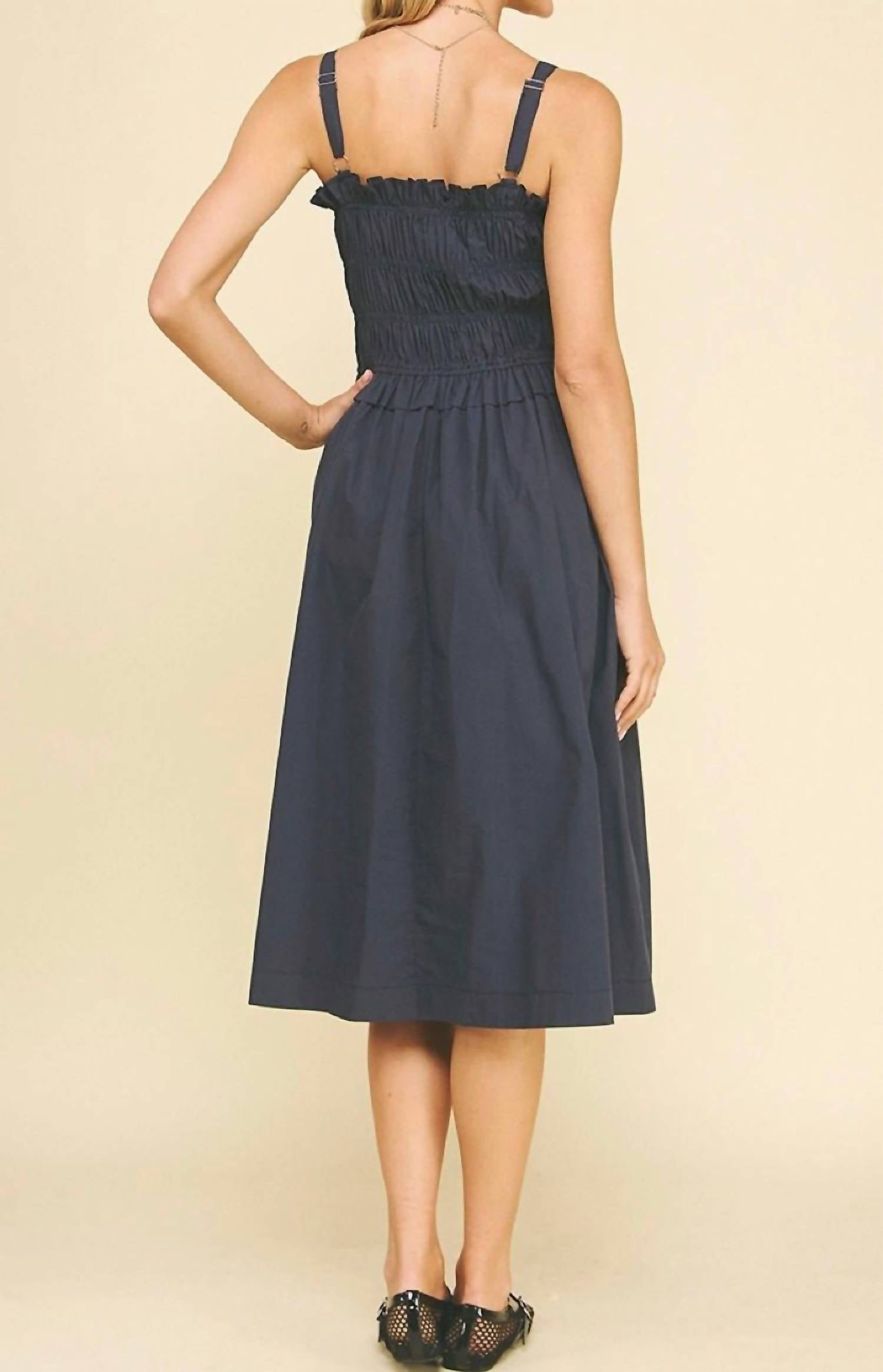 Pinch - Front-tie Detailed Smocking Midi Dress