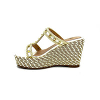 Exe Women's Valeria Wedge Sandal in gold white - women's sandal - detail view