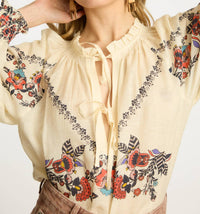 CABALLERO Vickie Top in zebra leaf - women's long sleeve top - alternate view